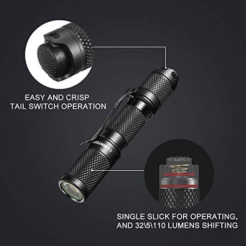 LUMINTOP Tool AAA Mini EDC Flashlight, Pocket-Sized Keychain Flashlight, Super Bright 130lm OSRAM LED, 3 Modes, IP68 Waterproof, Best Tools for Camping, Hiking, Hunting, Backpacking, Fishing and EDC