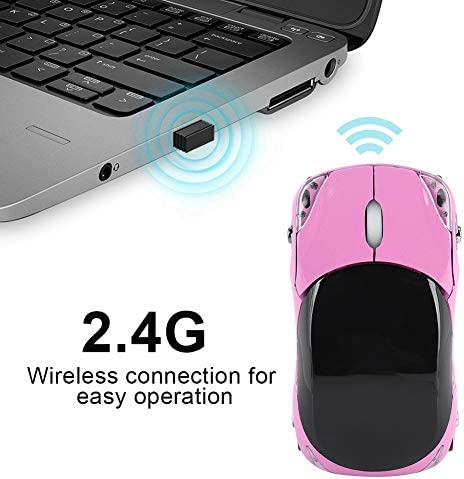 Bewinner Wireless Mouse for Kids, 2.4G Wireless Mouse with USB Receiver, Car Wireless Mouse Optical Mouse 1600DPI for Laptop PC Tablet Gaming Office Mac Windows (Pink)