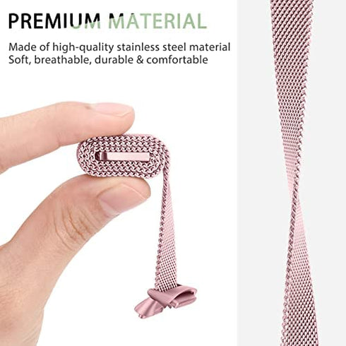 Vanjua Metal Band Compatible with Fitbit Luxe Bands, Stainless Steel Mesh Loop Adjustable Wristband Replacement Strap for Fitbit Luxe/Luxe Special Edition Fitness Tracker Women Men (Rose Pink)