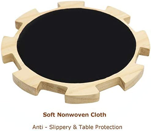 Exqline Wooden Hub for Mexican Train Dominoes with Felted Bottom Mexican Train Centerpiece Made of Superior Pine