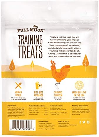 Full Moon USDA Organic Chicken Training Treats Healthy All Natural Dog Treats Human Grade 175 Treats
