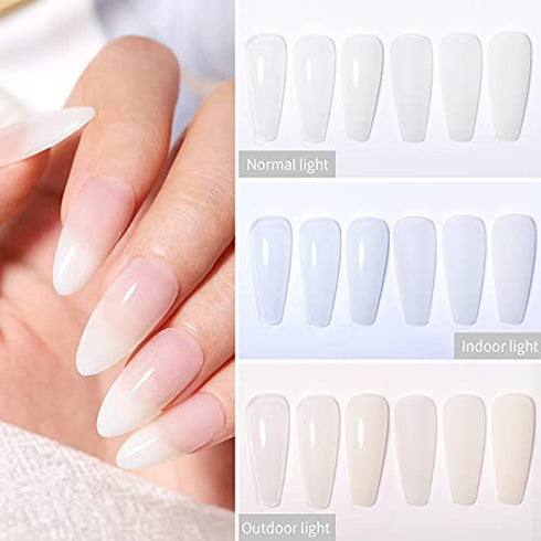 BORN PRETTY Milky White Gel Nail Polish,TranslucentJelly Nude White Gel Polish LED Manicuring Varnish 10ML