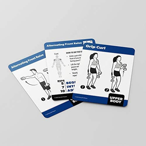 Dumbbell Exercise Cards - Fitness Playing Cards With Over 50 Dumbbell Workouts - 2.5" x 3.5" (Standard Playing Card Size)