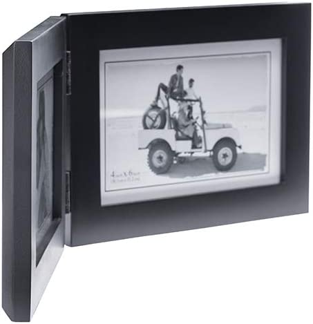 Malden Double Horizontal 4x6 Picture Frame - Wide Real Wood Molding, Real Glass - Black