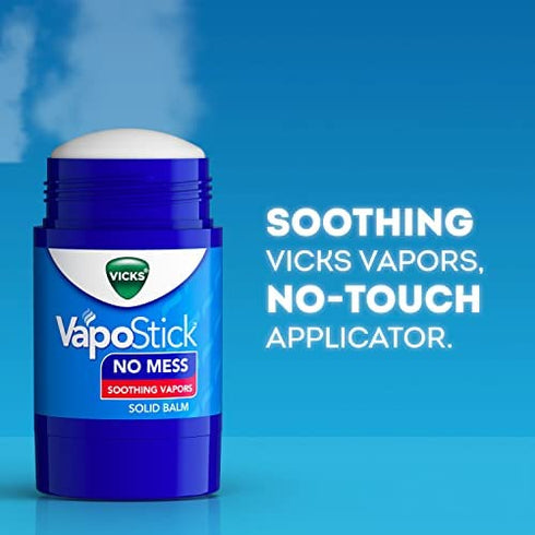 Vicks VapoStick, Solid Balm, No Mess, Comforting Non-Medicated Vicks Vapors, Easy-To-Use No-Touch Applicator, Quick Dry, Lightweight Skin Feel, From The Makers of Vicks VapoRub, 1.25oz x 2 (Twin Pack)