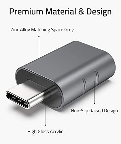 Syntech USB C to USB Adapter Pack of 2 USB C Male to USB3 Female Adapter Compatible with MacBook Pro 2021 iMac iPad Mini 6/Pro MacBook Air 2022 and Other Type C or Thunderbolt 4/3 Devices Space Grey