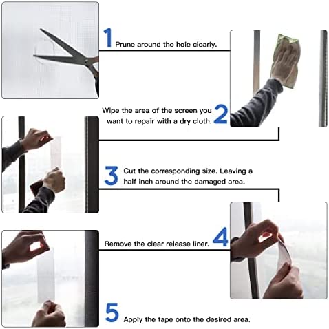 Window Screen Repair Kit Tape: 4inx10FT Screen Patch Repair Kit, Well Ventilated, Strong Adhesive Fiberglass Covering Mesh Tape for Window Door Tears Holes (Black)