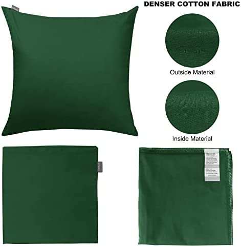 4-Pack 100% Cotton Comfortable Solid Decorative Throw Pillow Case Square Cushion Cover Pillowcase Sublimation Blank Pillow Covers(Cover Only,No Insert)(20x20inch/50x50cm, Christmas Green)
