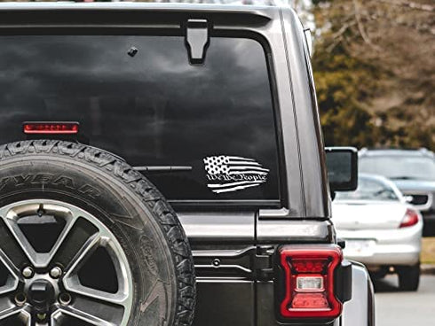 UR Impressions Tattered American Flag - We The People Decal Sticker Vinyl Graphics for Cars Trucks SUV Motorcycles Windows|White|7.5 X 4.2 inch|URI608
