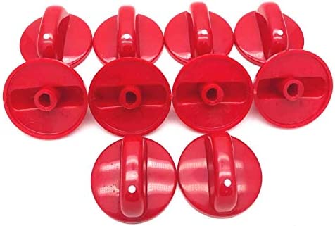 XMHF 10pcs Kitchen Cooktop Round Shape Rotary Switch Knob Red Plastic Gas Range/Stove/Oven Control Knob