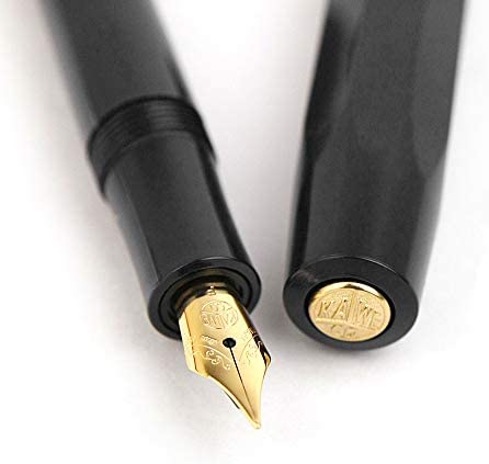 Kaweco Sport Classic Fountain Pen Black, Fine Nib with Kaweco Sport Octagonal Clip Gold