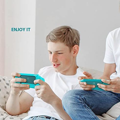 Switch Lite Case Protective Case for Nintendo Switch Lite, Compatible with Nintendo Switch Lite Screen Protector Cover Hand Grip Case with Detachable TPU+Built-in PC Screen + 2 Thumb Grip Caps, Blue