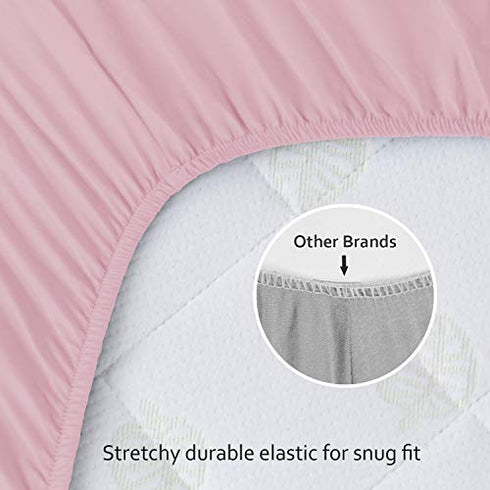 Pack n Play Sheet Fitted, 2 Pack Portable Playard | Mini Crib Sheets, Ultra Soft Microfiber Pack N Play Sheets, Gray & Pink, Preshrunk