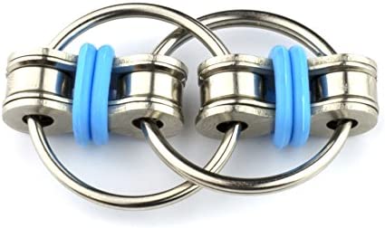Tom's Fidgets Original Flippy Chain Fidget Toy - Perfect for ADHD, Anxiety, and Autism - Bike Chain Fidget Stress Reducer for Adults and Kids - Blue
