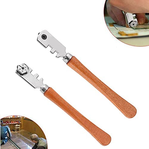 Glass Cutting Tool, Professional Six-Wheel Glass Tile Cutter Craft Cutting Kit Tool for 4-10mm Windows Panes, Mirror and Stained Glasses