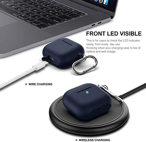 Compatible with AirPods 3 Case Cover Silicone Protective Case Skin for Airpods 3rd Generation Charging Case 2021 (Front LED Visible) Navy Blue