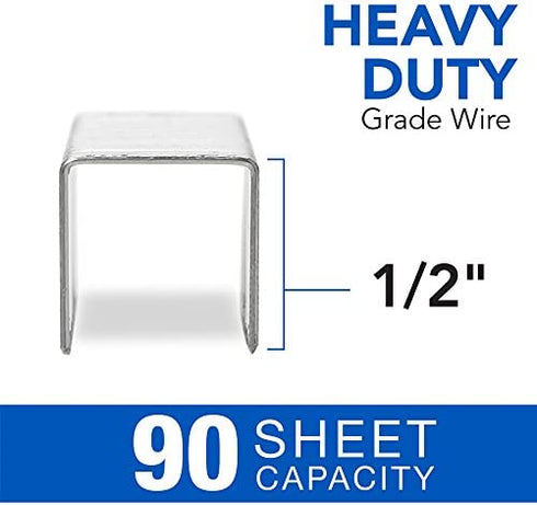 Swingline Staples, Heavy Duty, 1/2" Length, 90 Sheet Capacity, 100/Strip, 1000/Box, 1 Pack (35312), Silver