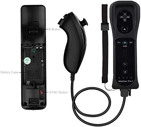 Wii Nunchuck Remote Controller with Motion Plus Compatible with Wii and Wii U Console | Wii Remote Controller with Shock Function (Black)