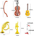 Hiawbon Miniature Musical Instrument Set Violin Guitar Piano Drum Trumpet Mini Figurine Ornament for Mini House Musical Room Furnishings