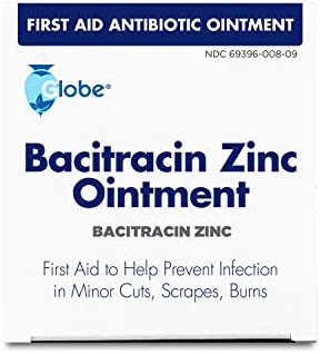 Globe Bacitracin Zinc Ointment - Cut, Scrape, and Burn Cream - Antibiotic First Aid Treatment - 1 Box of 144 Single Use Packets (0.9 gr per Packet)