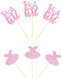 Ercadio 24 Pack It's a Girl Cupcake Toppers Pink Glitter Dress Cupcake Picks Baby Shower Gender Reveal Girls Birthday Party Cake Decorations Supplies
