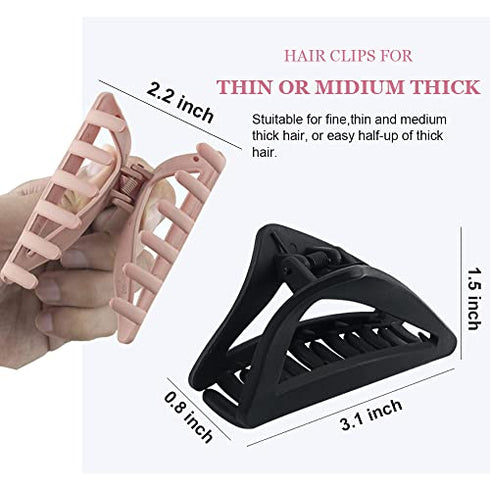 Medium Hair Clips for Women Girls Fine Hair, Nonslip French Hair Claw Clips for Thin/Medium Thick Hair, Strong Hold Matte Hair Jaw Clips Triangle Hair Claws Hair Clamps with Gift Box (Pastel Color)