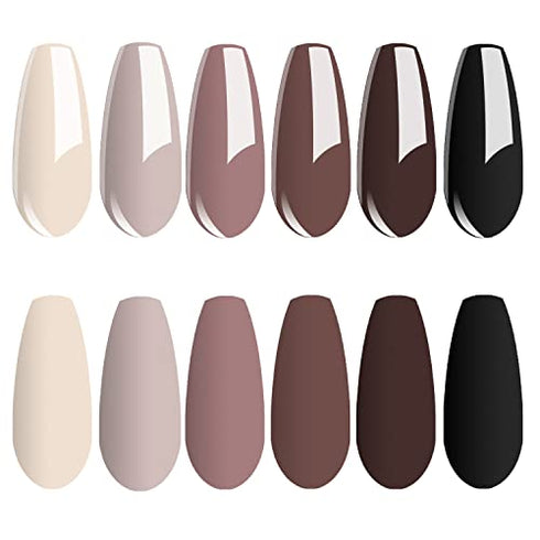 Vishine Nude Brown Collection Gel Nail Polish Set - 6 Colors Gel Polish Set Kit UV LED Soak Off Gel Polish 0.27 OZ 8ML