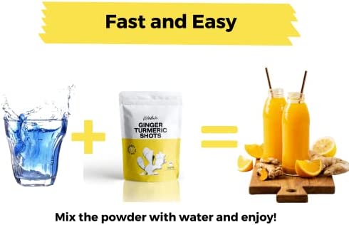 Ginger Shots with Turmeric - 80 Shots - Curcumin, Cayenne Pepper & Vitamin C - No Sugar - Ginger Powder Drink
