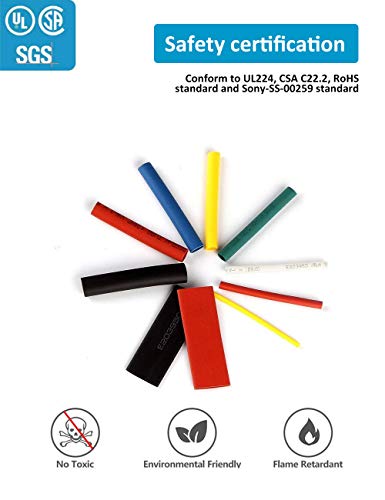 650pcs Heat Shrink Tubing innhom Heat Shrink Tube Wire Shrink Wrap UL Approved Ratio 2:1 Electrical Cable Wire Kit Set Long Lasting Insulation Protection, Safe and Easy, Eco-Friendly Material
