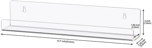 Kids Floating Bookshelves, Acrylic Wall-Mounted 13.7 inches 4 Pack, Clear Invisible Wall Bookshelves Ledge Book Shelf, 5MM Thicker with Free Screwdriver