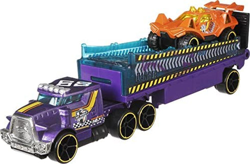 Hot Wheels Super Rigs, Transporter Vehicle with 1 Hot Wheels 1:64 Scale Car, Gift for Collectors & Kids Ages 3 Years Old & Up, styles may vary