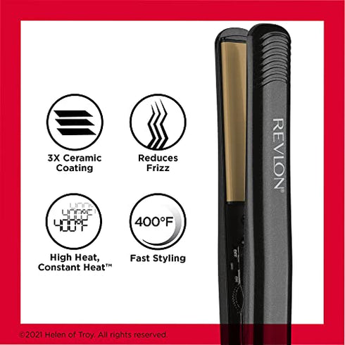 Revlon Perfect Heat Triple Ceramic Flat Iron | For Ultra Straight Styles (1 in)