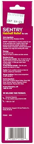 Sentry Hairball Relief for Cats,Malt Flavor,4.4 Ounces