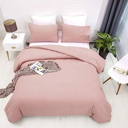 Luxlovery Pink Pillowcases Women Girls Blush Pink Pillow Shams Dusty Rose Pillowcase for Adults Teens Pillow Cases 2 Pack 20x26 Inches for Queen Bed
