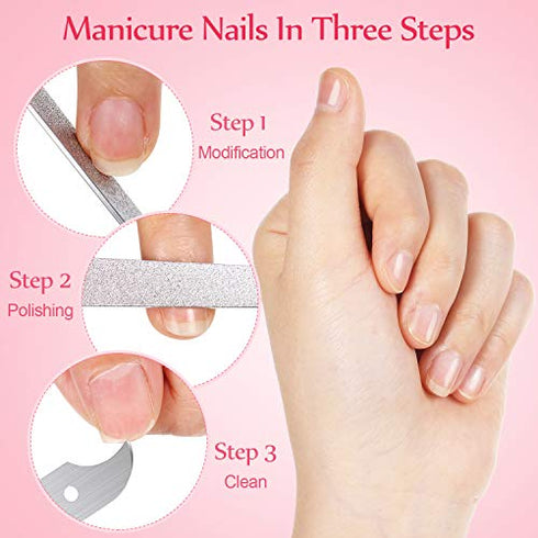 8 Packs Diamond Nail File Stainless Steel Double Sided Nail File Metal File Buffer Fingernails Toenails Manicure Files Manicure Pedicure Tools for Salon and Home, 8 Inches