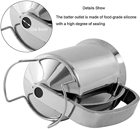 GEETEST 800ml Stainless Steel Pancake Batter Dispenser - Great for Baking,Cupcakes,Muffins-Cooking Crepes,Waffles- Easyflow Spout -Measuring Gauge in Mls and cups