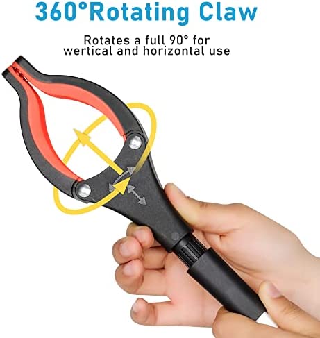2022Newest Grabber Reacher Tool, 360° Rotating Head, Wide Jaw, 32" Foldable, Lightweight Trash Claw Grabbers for Elderly, Reaching Tool for Trash Pick Up Stick, Litter Picker, Arm Extension (Orange)