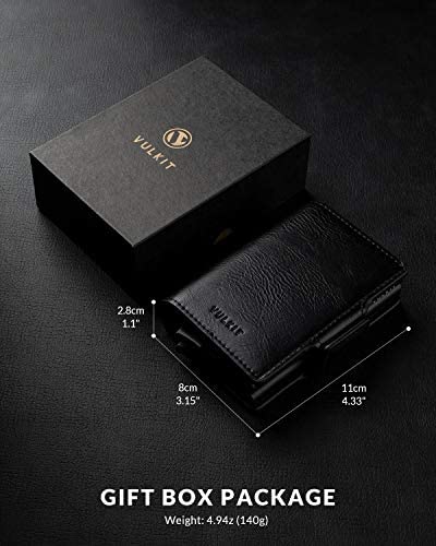 VULKIT Credit Card Holder RFID Blocking Leather Automatic Pop Up Wallet Slim Money Clip Wallet Double Card Case for Men and Women