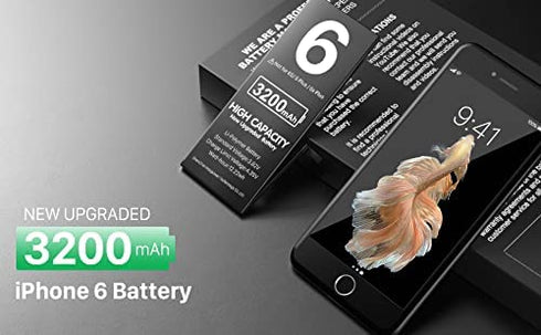 3200mAh Battery for iPhone 6 Replacement, (2022 New Version) Li-ion Batteria for A1549 A1586 A1589 with Full Set Repair Tool Kit Adhesive Instructions