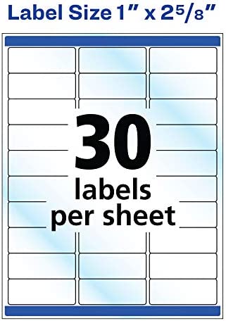 Avery 6521 Glossy Crystal Clear Address Labels for Laser & Inkjet Printers, 1" x 2-5/8", 300 Labels