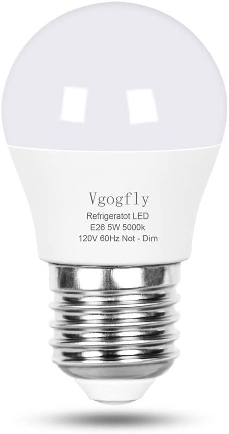 LED Refrigerator Light Bulb 40W Equivalent 120V A15 Fridge Waterproof Bulbs 5 W Daylight White 5000K E26 Medium Base Freezer Ceiling Home Lighting Lamp Non-dimmable(1 Pack)