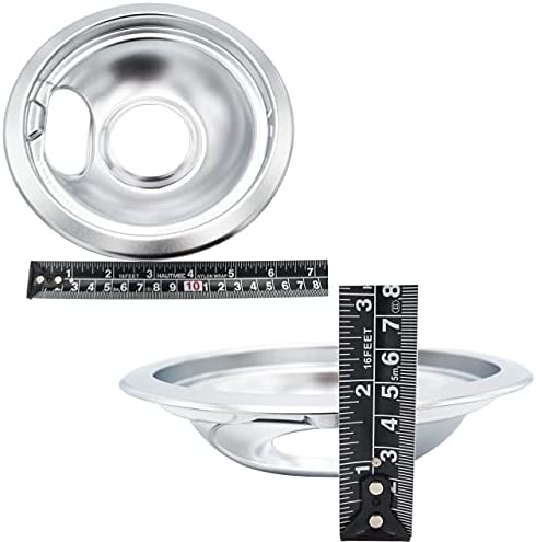 Supplying Demand W10196405 W10196406 4 Pack Electric Range Stove Top Chrome Drip Pan Replacement Set Model Specific Not Universal