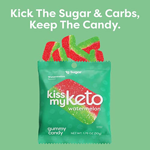 Kiss My Keto Gummies Candy – Low Carb Watermelon Candy Gummy, Keto Snack Pack – Healthy Candy Gummys – Vegan Candy, Keto Gummy Candy – Keto Candy Gummies (6-pack)
