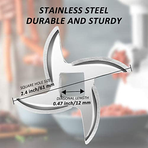 2 Pieces Size 12 Meat Grinder Blade Parts Stainless Steel Knife Cutter Replacement for Grinders Attachment Electric or Manual