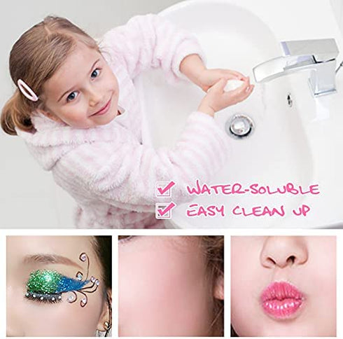 AMOSTING Kids Makeup Kits for Girls,Kids Washable Makeup Kit with Mirror,Girls Play Makeup Princess Toys for Kids,Make Up Toy Cosmetic Kit Gifts for Toddler Kids