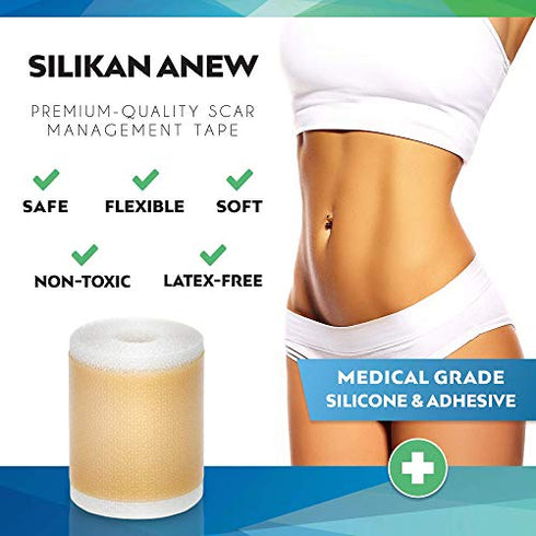 Silicon Gel Medical Grade Scar Tape- Para Cicatrices Soft Silikan Silicone Sheeting Strips Breast Scar Surgery Pale Skin Color Roll 1.6” X 60” long roll 3mths Scar Help