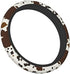 Cow Leather Skin Brown Car Steering Wheel Cover Elastic Comfortable Neoprene Steering Wrap Universal 15 Inch Durable Protector