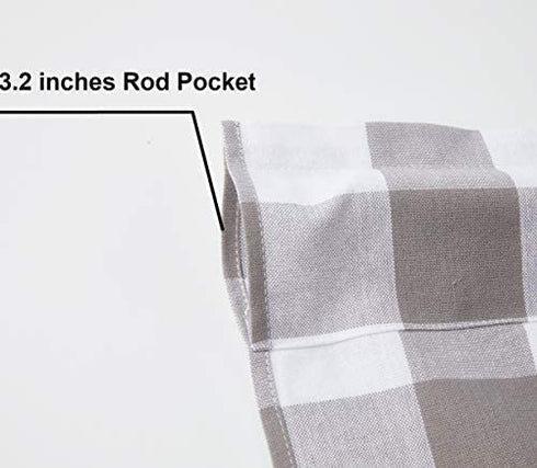 2 Pack Buffalo Check Plaid Cotton Window Valances White and Grey Farmhouse Design Window Treatment Lined Decor Curtains Rod Pocket Valances for Kitchen/Living Room 16" x 56"