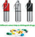 3 Pack Mini Keychain Pill Holder, Portable Small Pill Box Bottle for Purse, Waterproof Pocket Pill Case EDC Medicine Container Nitro Pill Fob Carrier for Outdoor Travel Camping