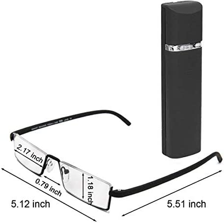 DBEFTLI Half Frame Reading Glasses - Half Rim Computer Readers with Glasses Case for Men (2 PCS in Pouch) 2.00